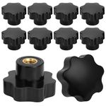 Mynoozi 10 PCS Star Knob M8 Black Plastic Star Shape Head Knob, Female Threaded Knob, Knurled Thread Clamping Knob, Knob Grip Handle for Machine Tool