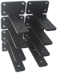 8 Pack - 4 inch Black Hidden L Shelf Bracket (1/5 Inch Thicked) Iron Shelf Brackets, Metal Shelf Bracket, Industrial Shelf Bracket, Modern Shelf Bracket, Metal L Brackets for Shelves Support