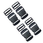 NIHSPRUHAY 4 Set 1.5 Inch Flat Dual Adjustable Plastic Quick Side Release Plastic Buckles and Tri-Glide Slides for Luggage Straps Backpack Repairing (Black, Fit for 1.5”/38mm Webbing Straps)