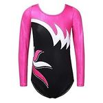 ZNYUNE Gymnastics Leotards for Girls Long Sleeve/Sleeveless Colorful Sparkle Athletic Ballet Dance Leotard for Kids 3-12 Years 197 Black 8A