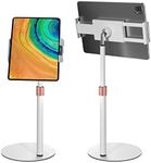 Metal Tablet/iPad/Switch Desk Stand, Height Adjustable Tablet Stand Phone Holder for Desk, Compatible with The Width of 12-18cm Tablet/iPad/Switch/Phones, and Other Devices - White