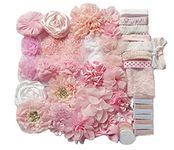 YYCRAFT Headband Kit - Baby Shower Games Headband Station Party Supplies for DIY Hair Bow Maker - Make 32 Headbands and 6 Clips(Pink)