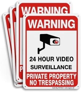 Private Property No Trespassing Sign, 24 Hour Video Surveillance Sign 10x14 Aluminum UV Printed,Durable/Weatherproof Outdoor for Home and Business (4-Pack)