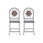 Warmiehomy Garden Chairs Folding Mosaic Dining Chairs Set of 2 Outdoor Patio Seats with Backrest