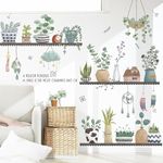 Pumkins Green Potted Plants Wall Stickers for Living Room Bedroom Door Boho Nursery Wall Decoration Wall Sticker for Baby Boy Girl Room Bedroom Nursery Playroom Decor