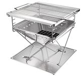 Campingmoon BBQ Grill Fire Pit Foldable Stainless Steel - Large MT-045