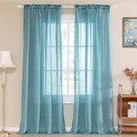 Turquoize Linen Blended Sheer Windo