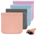 4pcs Lambskin Pocket Cosmetic Bag, Waterproof Portable Small Makeup Bag No Zipper Self-Closing Small Makeup Pouch for Women Mini Makeup Bag Travel Storage for Cosmetics Headphones Jewelry