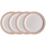 Denby - Elements Medium Sorbet Pink Plates Set of 4 - Dishwasher Microwave Safe Crockery 22cm - Pale Pink, White Ceramic Stoneware Tableware - Chip & Crack Resistant Lunch Plates