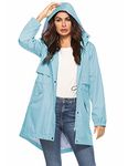 Adjustable Waterproof Rain Jacket Warm Rain Coats Women With Hood Light Blue M