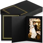 Fainne 100 Pcs Photo Folders for 4x6 or 5x7 Pictures Photo Frame Note Cards Paper Greetings Cardboard Picture Frame Photo Inserts Cards Picture Insert Notecard for Portraits (Black)