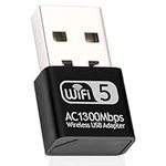 1200Mbps USB WiFi Adapter, WiFi Dongle Dual Band 2.4GHz/300Mbps + 5GHz /867Mbps,Wireless Network Adapter for PC Desktop Laptop Support Windows 11/10/8.1/8/7/XP, Mac OS -Plug & Play