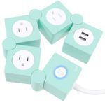 iJoy Flexible Power Strip - 3 AC Outlets and 2 USB Charging Ports with 5 Ft Extension Cord, Green Surge Protector Power Strip, Decorative Surge Protector Outlet Extender for Home, Office, and More