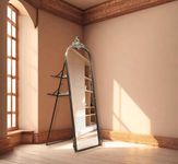 DHARA DECOR Full Length Mirror with Ornate Frame Tall Standing Floor Mirror for Bedroom, Dressing Room & Living Room (Vintage Brass (with Stand))