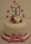 CAKE TOPPER HEART BURST SPRAY DIAMANTE 90TH BIRTHDAY VINTAGE PINK