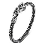 ClosJery Dragon Bracelet for Men Black Stainless Steel Torsion Wire Punk Cool Gothic Viking Rock Masculine Dragon Charm Bangle Bracelets for Eboy Boyfriend Husband Son Bro, Metal, not known