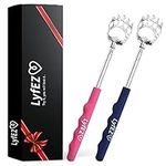 LyfEZ Back Scratchers for Men Women - Pack of 2 - Stainless Steel Portable Telescopic Tickler in Blue and Pink Colours for Itch Relief with Rubber Handle - 21/58.5 cm