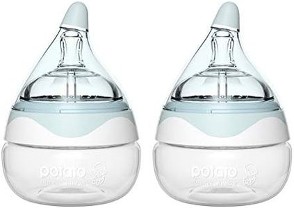 POTATO Glass Baby Bottles for Newborn Babies, Anti Colic Breastfeeding Bottle with Wide Neck, Slow Flow, 2pack, 2.5oz, Blue