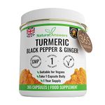 365 Turmeric, Black Pepper & Ginger Capsules - High Strength Turmeric 365 Vegetarian Capsules (1 Year Supply) – Vegetarian Supplement Made in The UK by Natural Answers