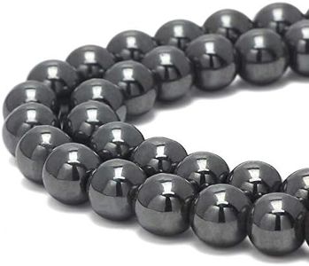 COIRIS 100 Pcs Natural Hematite Gemstone Loose Beads Round 8MM Beads 2 Strand Crystal Energy Stone Healing Power for Jewelry Making(ZS-1208-N8)