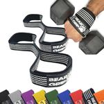 BEAR GRIP - Premium Figure 8 weight lifting straps (sold in pairs) (Black/White)