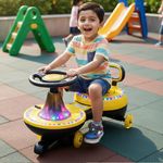 Toyzone Orbiter Electric Magic Car (Yellow) | Rechargeable Ride On with 12V 4.5 AH Battery | Colourful LED Lights & Music | Made in India | 6M Battery Warranty | Age 2-10 Years, Upto 30 KGs