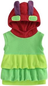 GINEVSAL Baby Caterpillar Costume Infant Girl Boy Halloween Costume Sleeveless Hungry Hoodie Romper Cosplay Party Outfit (Green, 3-4T)