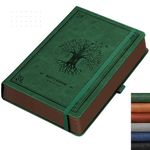 RETTACY A5 Dotted Journal Notebook, Hardcover Leather Bullet Dot Grid Journal, 240 Numbered Pages for Writing, Inner Pocket, 120gsm Paper, for Women Men Note-taking, Doodling,14.5 x 21cm-Dark Green