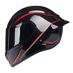 Woljay Full Face Motorcycle Helmet Unisex-Adult Off Road Moto Street Bike ATV Helmets Glass Red Line DOT Approved (Smoke,L)