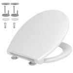 Mass Dynamic White Soft Close Toilet Seat with Quick Release for Easy Clean Loo Seat with Adjustable Hinges Standard O Shape Toilet Seat UF(Signature Series)