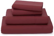 Cosy House Collection Luxury Bamboo Sheets - 4 Piece Bedding Set - Bamboo Viscose Blend - Soft, Breathable, Deep Pocket - 1 Fitted Sheet, 1 Flat, 2 Pillow Cases - Queen, Burgundy