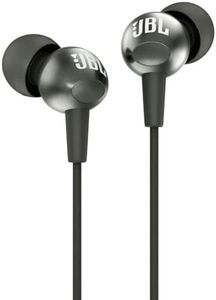 JBL C200SI, Premium in Ear Wired Earphones with Mic, Signature Sound, One Button Multi-Function Remote, Premium Metallic Finish, Angled Earbuds for Comfort fit (Gun Metal)