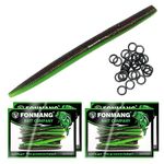 FONMANG Wacky Worms Bass Fishing Lure,Soft Plastic Stick Baits 80 Senko Words and 30 O-Rings，4" 5" 6 Inch