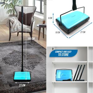 Manual Carpet Sweeper with Detachable Comb – Efficient Carpet & Rug Cleaner