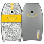 TWF XPE Pro 33" Slickback Kids Bodyboard with leash - 6 colour options (Grey Seashells)