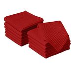 Encasa Dish Towels Cotton Highly Absorbent and Quick-Drying, Use Once and Wash Cleaning, Ultra-Soft Multipurpose Kitchen Dish Cloths | Pack of 12 | Red
