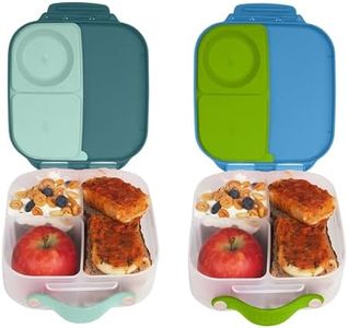b.box Mini Bento Lunch Box for Kids – Leak Proof Toddler Lunch Box for Daycare w/Whole Fruit & Wet Food Compartments – 4 1/4 Cup Capacity - BPA Free Kids Snack Container (Emerald Forest+Ocean Breeze)