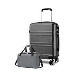 Kono Luggage Sets 2 Piece 20 inch Carry on Suitcase Hard Shell ABS with Travel Cabin Bag 40x20x25 for Ryanair Under Seat (Grey)