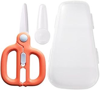 Artenny Baby Food Scissors with Travel Case, Ceramic Food Scissors Kids, Toddler Scissors with Safety Lock, Ideal for Pizza, Meats, Noodles, Vegetables, and Fruits (B)