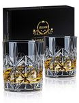 Whiskey Glass Set of 2, veecom 10oz Crystal Whiskey Glasses Thick Bottom Bourbon Glasses Old Fashioned Rocks Glass Tumbler for Scotch, Cocktail, Liquor, Home Bar Whiskey Gifts for Men