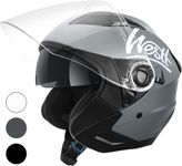 Westt Open Face Helmets with Dual Sun Visor– Motorcycle Helmet for Men and Women 3/4 Helmets Vespa Helmet DOT Approved for Scooter Motorbike Street Jet Series