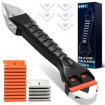 Silicone Caulking Tool Kit 3-in-1: Grout Sealant Remover Finishing Scraper Tools - Easy Caulk Removal Sealing Smoothing Bathtub Toilet Bathroom Shower Corner Tiles Joint Floor Sink