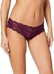 Iris & Lilly Women's Lace Cheeky Brazilian Knickers, Pack of 3, Dark Purple, 12