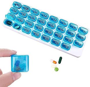 RMENOOR Pastillero Mensual 31 Días 1 Toma Desmontable para Viajes Uso Diario, Caja de Pastillas Portátil, Organizador de Pastillas Mensual, Dosificador Pastillas, Pastillero Toma Cada Día (Azul)
