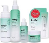 Fortify Value Set - Natural Germ-Fighting Skincare - De-Puffing Eye Cream, Protecting Facial Mist, Purifying Cleanser, Moisturizing Serum, and Nourishing Moisturizer