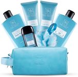 Yard House Bath and Body Mens Gift Set - Glacier Absolute - Premium Fathers Day Birthday Christmas Gifts Ideas For Him - Skin Care Kits For Men in Leather Toiletry Bag w. Full Size Items