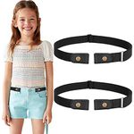 WERFORU 2 Pack Kids Elastic Belts No Buckle Stretch Belt for Boys Girls, Invisible Adjustable Elastic Buckle Free Belt