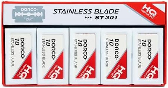 Dorco Double Edge Razor Blades ST301 Stainless Steel, Dispenser Box with Used Blade Disposal Area, for Hair Stylists and Barbers, D212, 100 Count (Pack of 10) | Father's Day Gifts