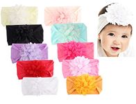 GRACIOUS MART Baby Girls Soft Nylon Headbands 6Inch Big Bows Elastic Nylon Hairbands Hair Accessories for Newborns Infants Toddlers Kids (Multicolor, 3 PCS)