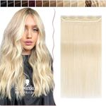 14 inch SEGO Clip in Hair Extension Human Hair One Piece [#60 Platinum Blonde] 100% Remy Real Hairpieces for Women 3/4 Full Head Straight (45g)